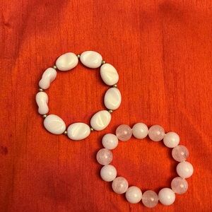 White and pink jade bracelets